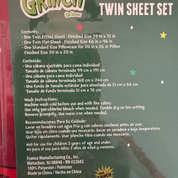 Grinch 3-Piece Twin Sheet Set - Picture 3 of 6